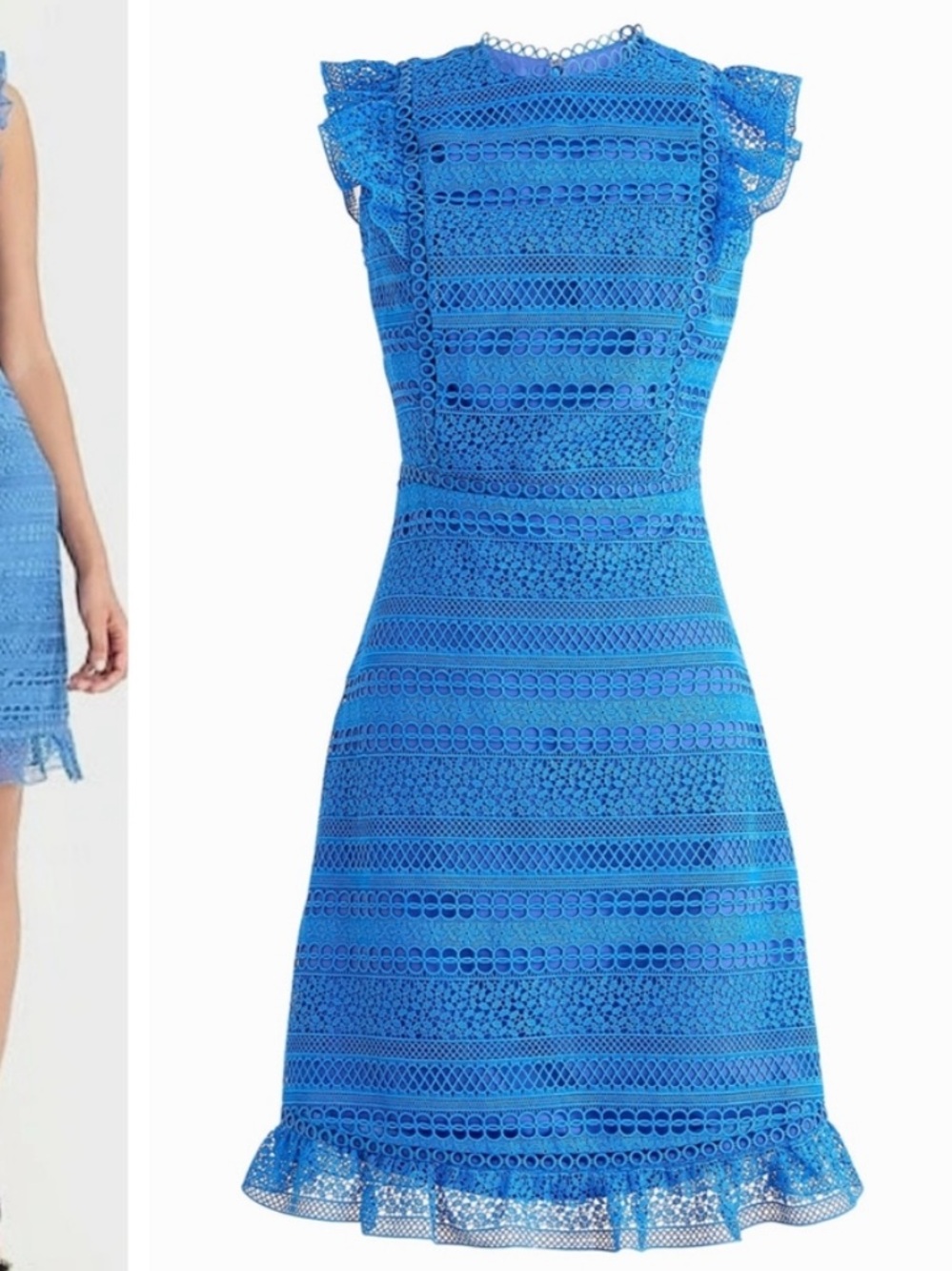 J. Crew Bright Blue Eyelet Lace Mini Dress Size 2